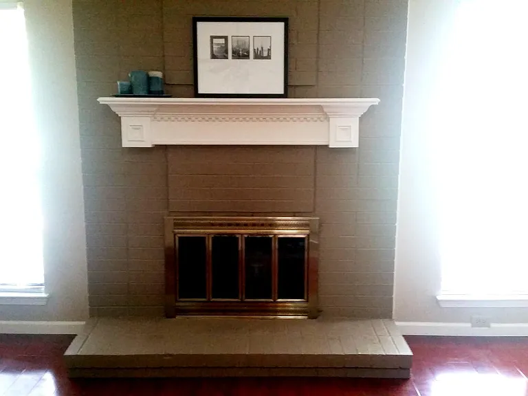 Another view of the fireplace in the living room