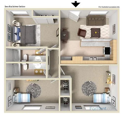 Floor plan 3 Bedroom 2 Bath