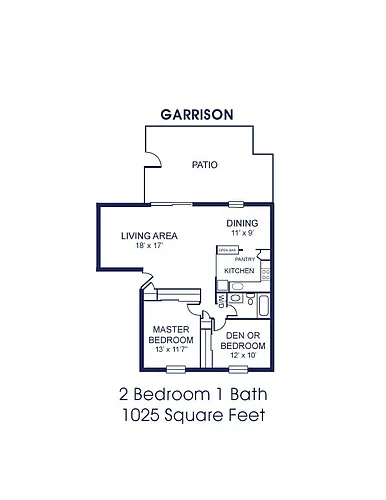 Floor plan 2Bed/1Ba-Up W/D (G)