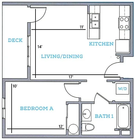 Floor plan 1BR/1BA - E