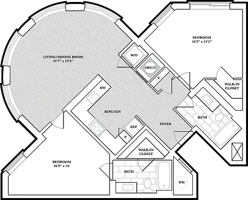 Floor plan 2 Bed/2 Bath