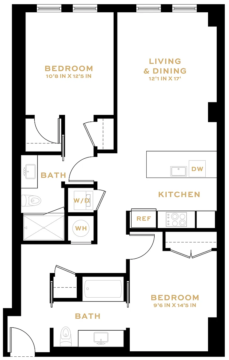 Floor plan 2 Bedroom - 2 Bath | B01