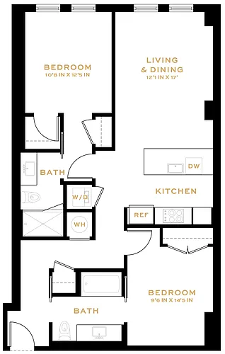 Floor plan 2 Bedroom - 2 Bath | B01