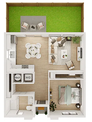 Floor plan 1BR/1BA - A1