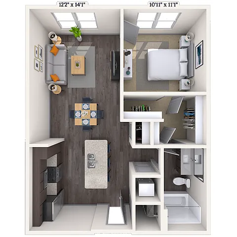 Floor plan Traditional 1x1 718 SF-FP