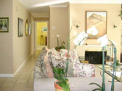 Living room with fireplace.