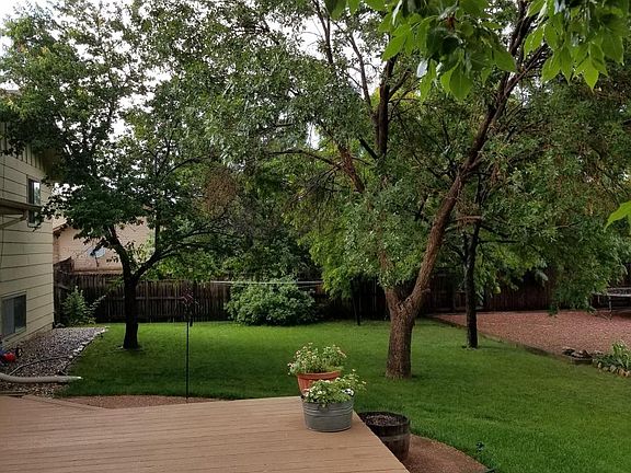 Large deck, view of backyard