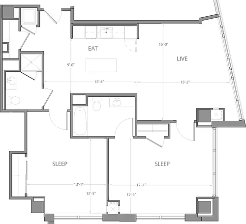 Floor plan 2 Bedroom E
