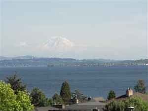 View of Lake Washington and Mt. Rainier from private deck