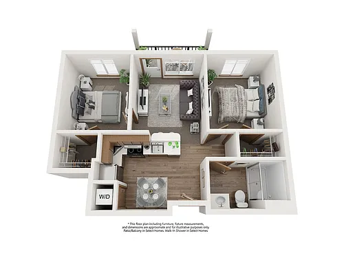 Floor plan 2 Bed 1 Bath (B18)