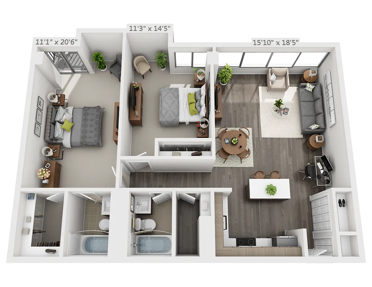Floor plan Two Bedroom C3