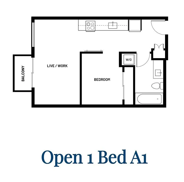Floor plan Open 1 Bed A1.1