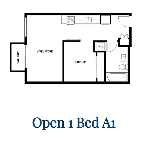 Floor plan Open 1 Bed A1.1