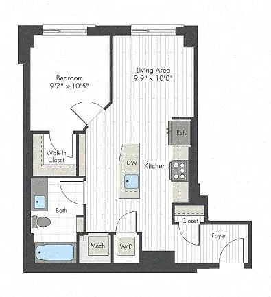 Floor plan 1 Bed/1 Bath-C