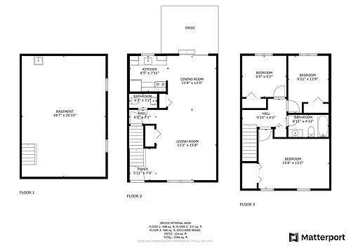 Floor plan 3 Bedroom Townhome