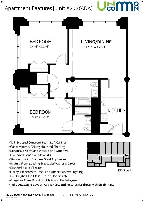 Floor plan 2 Bedroom - 2 Bathroom Tier 02