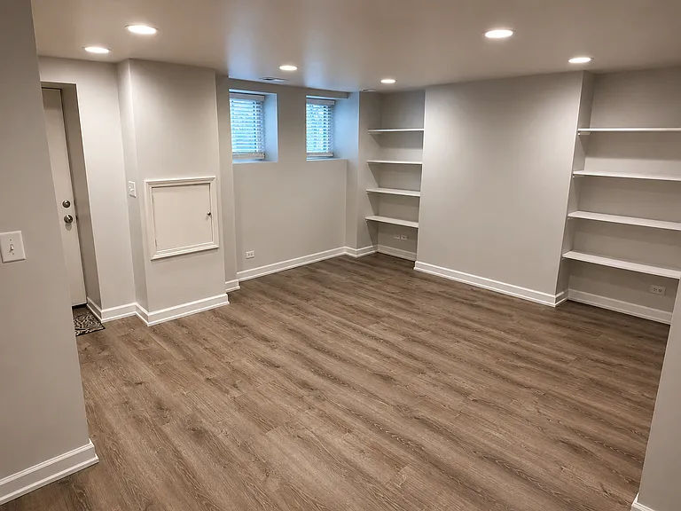 Living Room with built in shelving
