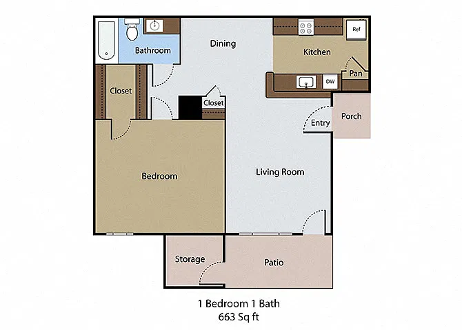 Floor plan 1 BR 1 BA