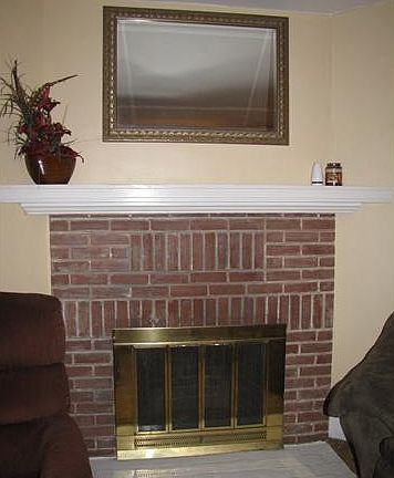 Brick Wood Burning Fireplace in Living Room