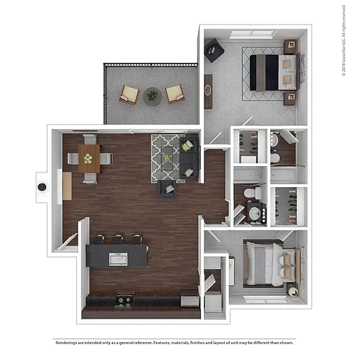 Floor plan Cedar - 2 Bed, 2 Bath