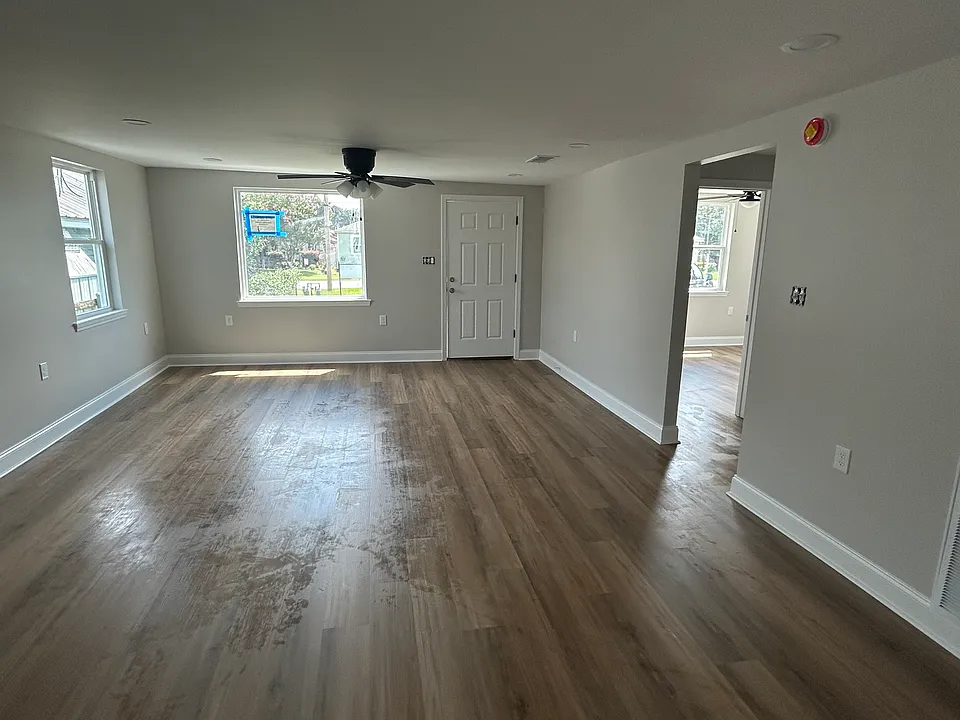 Open living and dining room