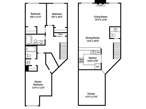 Floor plan 3 Bedroom 2.5 Bathroom Townhome
