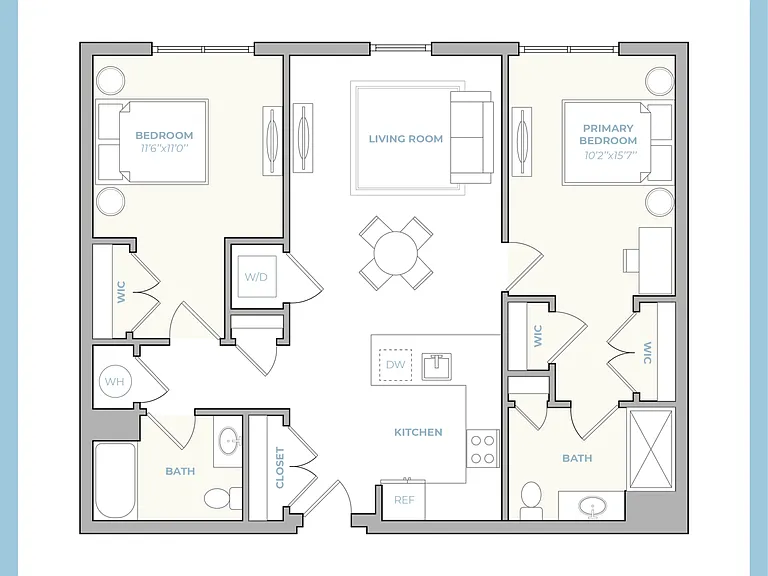 2 BR-A floor plan The Park at Woodbridge Station