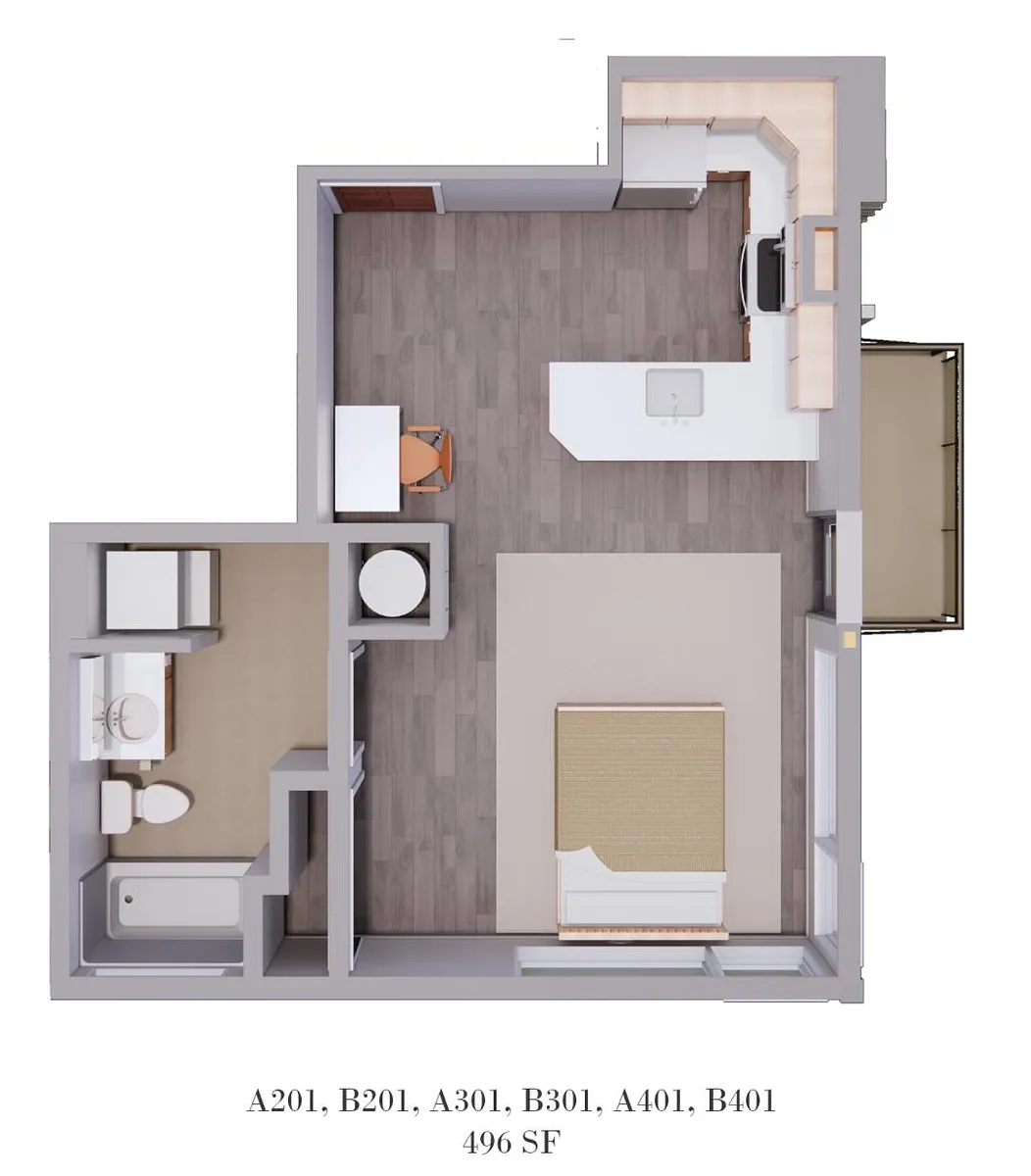 Floor plan A&B 201, 301 and 401