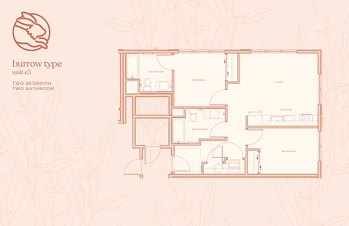 Floor plan Two Bedroom Two Bathroom C