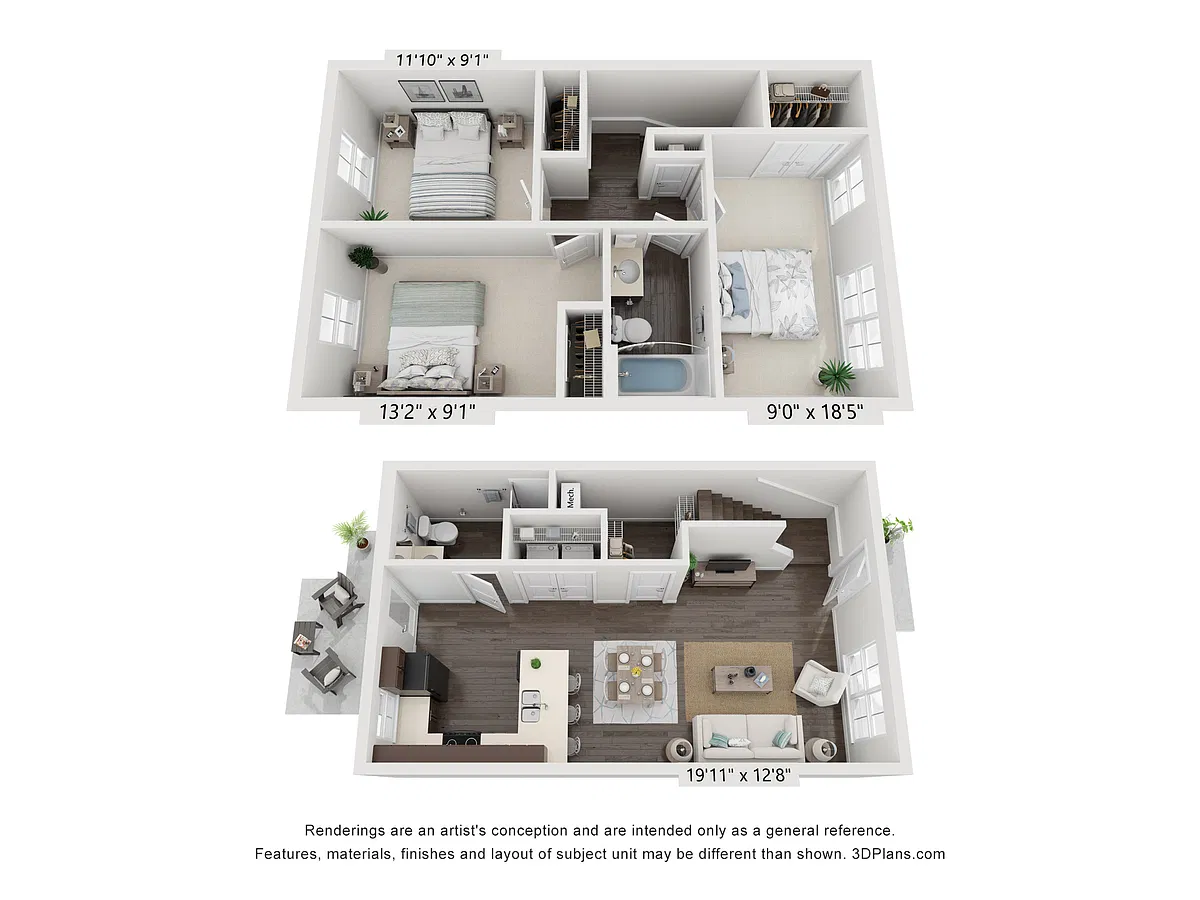 Floor plan 3 Bedroom Townhome