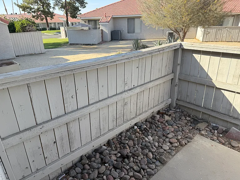 Rear fenced patio.