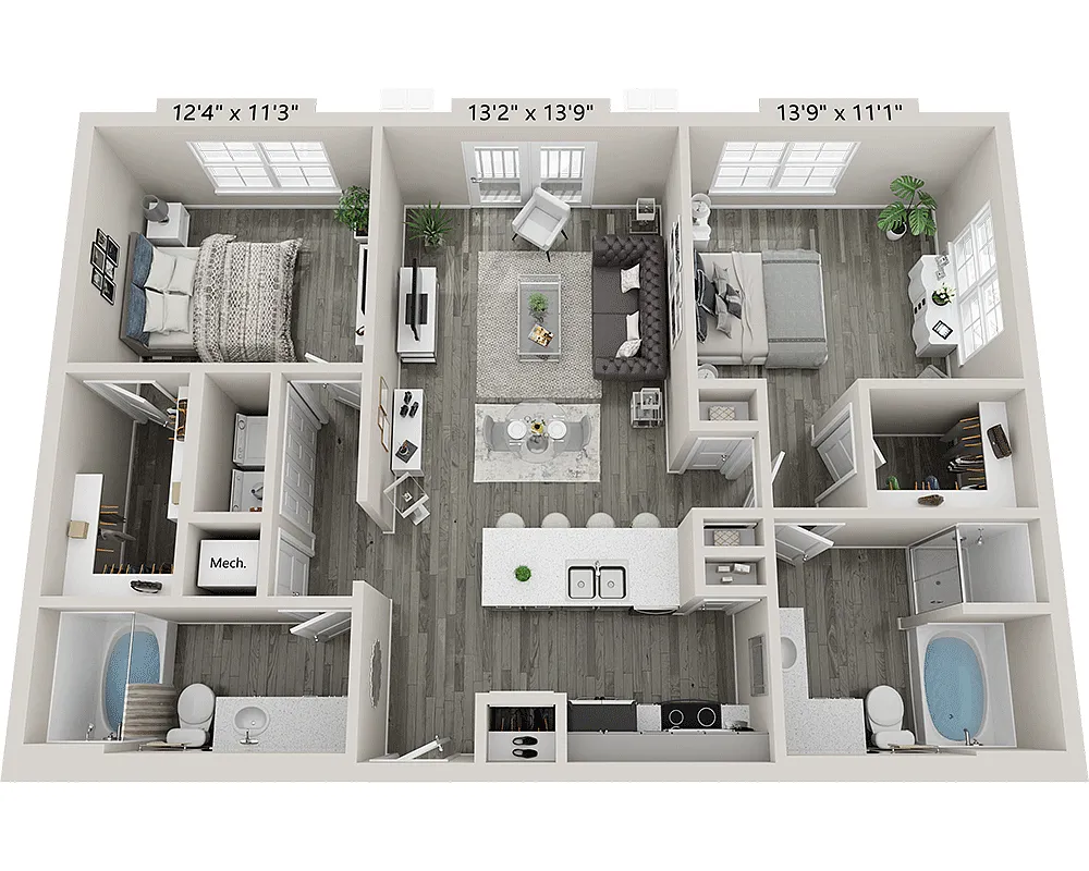 Floor plan Two Bedroom B2C
