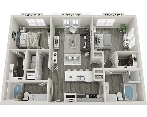 Floor plan Two Bedroom B2C