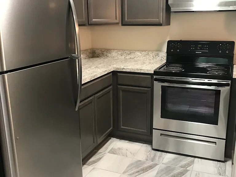 Kitchen/Gray with Stainless Appliances