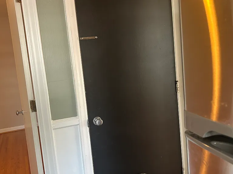 Chalk paint basement door from kitchen