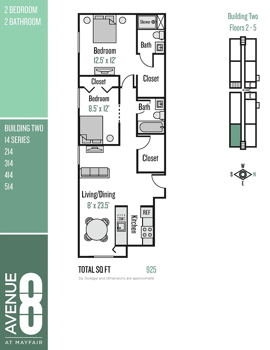 Floor plan 14 Series 2 Bedroom / 2 Bath