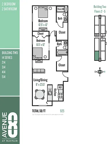 Floor plan 14 Series 2 Bedroom / 2 Bath