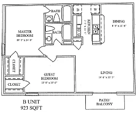 Floor plan Classic 2Bed / 2Bath