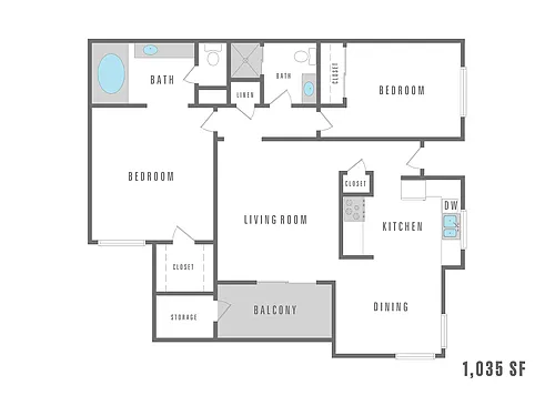 Floor plan 2 Bedroom 2 Bath
