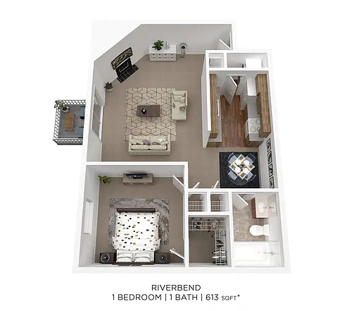 Floor plan One Bedroom-613 sqft