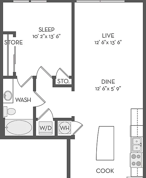 The Four - A5 - 1 Beds - 1 Baths - 816 Sq. ft.