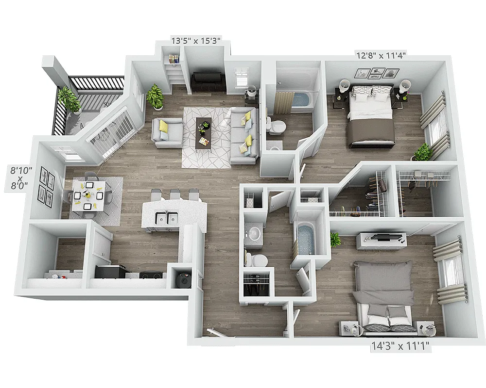 Floor plan Two Bedroom B2A