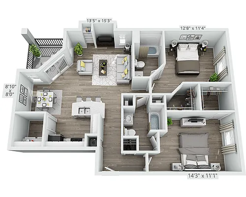 Floor plan Two Bedroom B2A