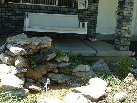 Porch swing & waterfall