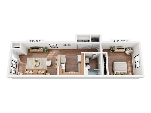 Floor plan 1BR/1BA - 668