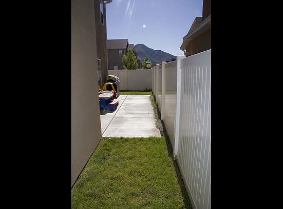 Large patio, fenced in yard