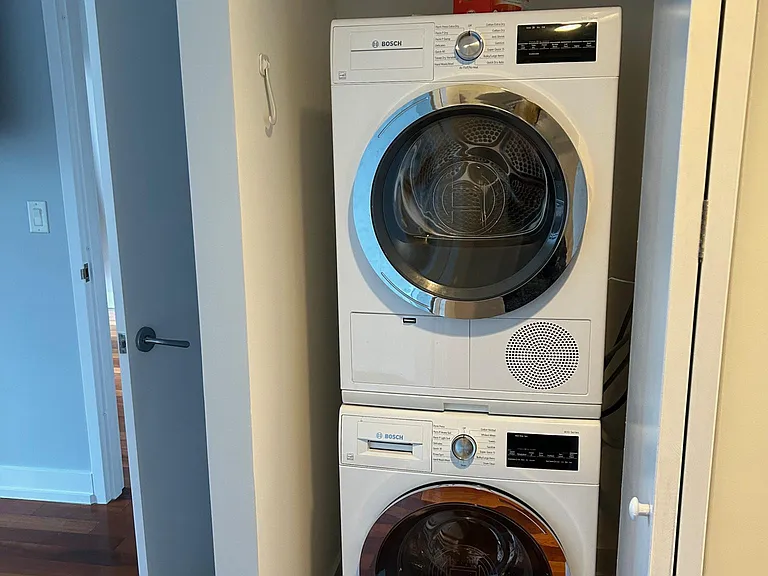 WD in Large Closet w/ plenty of room to store household items, goes up to ceiling