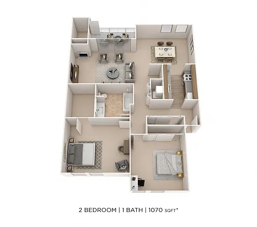 Floor plan Two Bedroom- 1,070 sqft