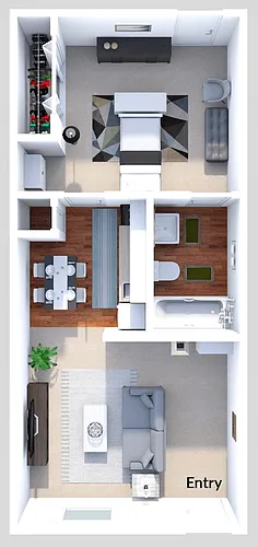 Floor plan Phase III - 1 Bed 1 Bath