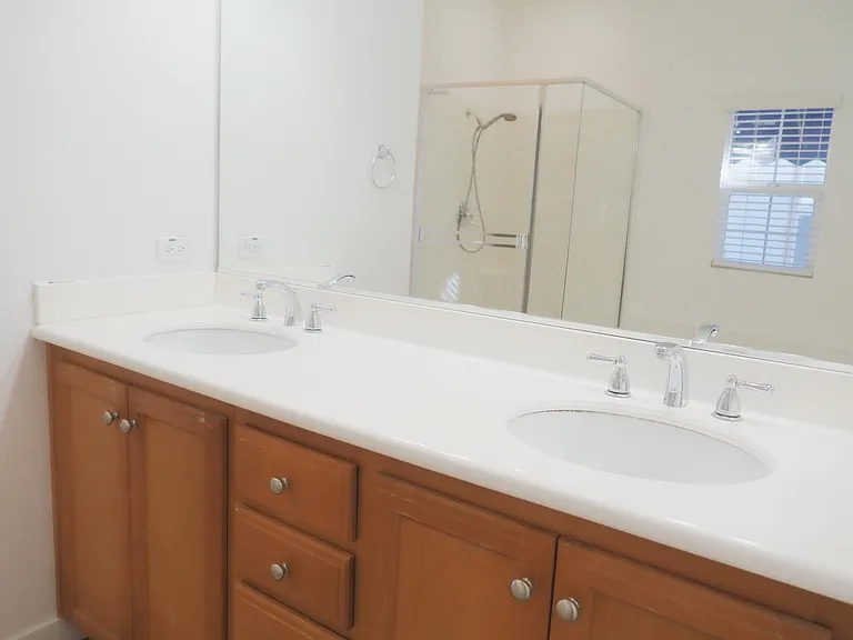 Master bathroom has dual sinks